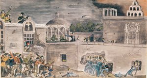 Tropas americanas bajo el mando del General Doniphan asaltan el Palacio del Obispo en Monterrey, c.1846 de Private Samuel Chamberlain